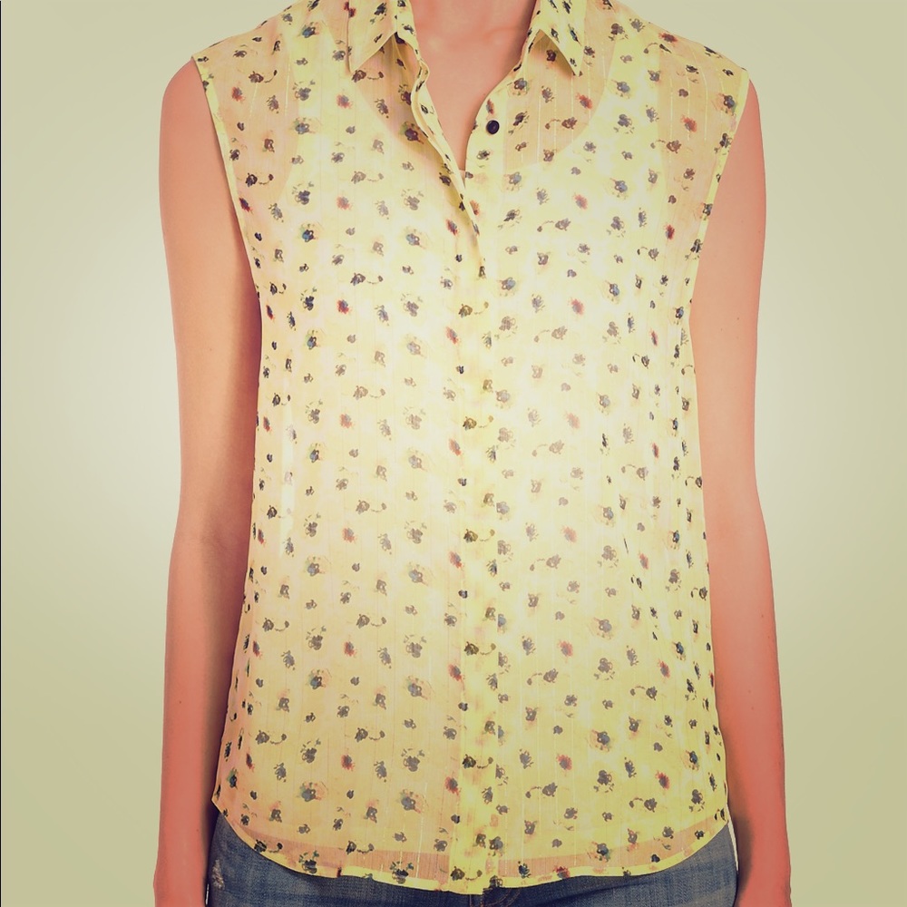 The Kooples floral sleeveless sheer tank blouse